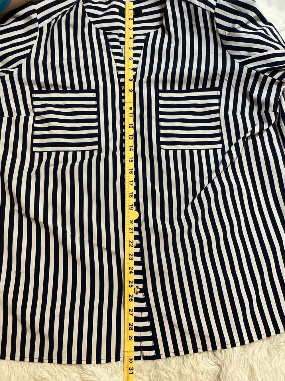 Dennis by Dennis Basso Striped Button Up Tunic Shirt Navy White Plus Size 2X - Picture 6 of 10